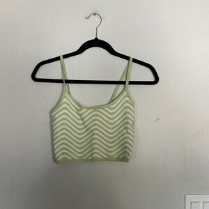 La Hearts Light Green Zigzag Crop Top